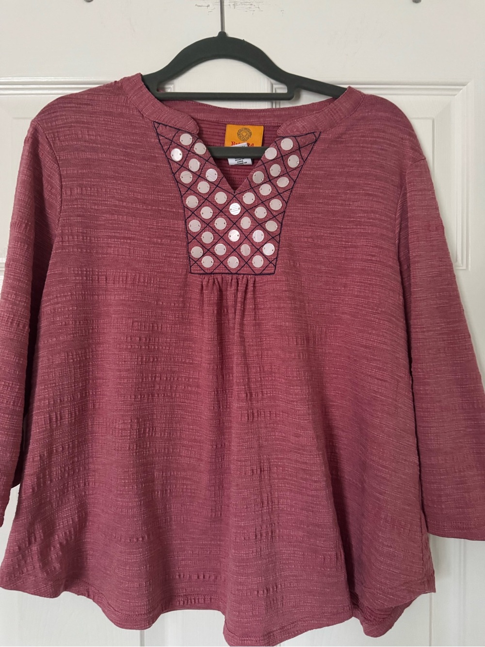 Ruby Rd. Embellished V-Notch Tunic in Rose Sz MP